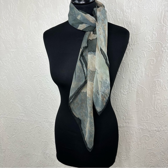 Carlisle Muted Abstract Large Silk Fern Leaf Scarf - Picture 4 of 8